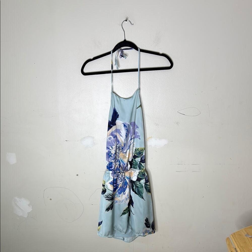 Show Me Your Mumu Polyester Floral Halter Dress in Blue and Green Size XS